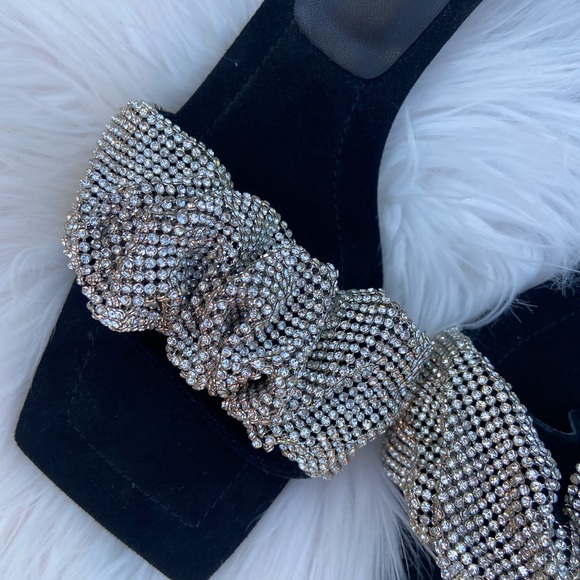 Alexander Wang Low Heel Black Suede Slingback with Rhinestones Size 37 - Picture 3 of 9